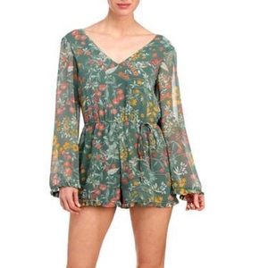 JUNE & HUDSON - Floral Print Bell Sleeve Romper